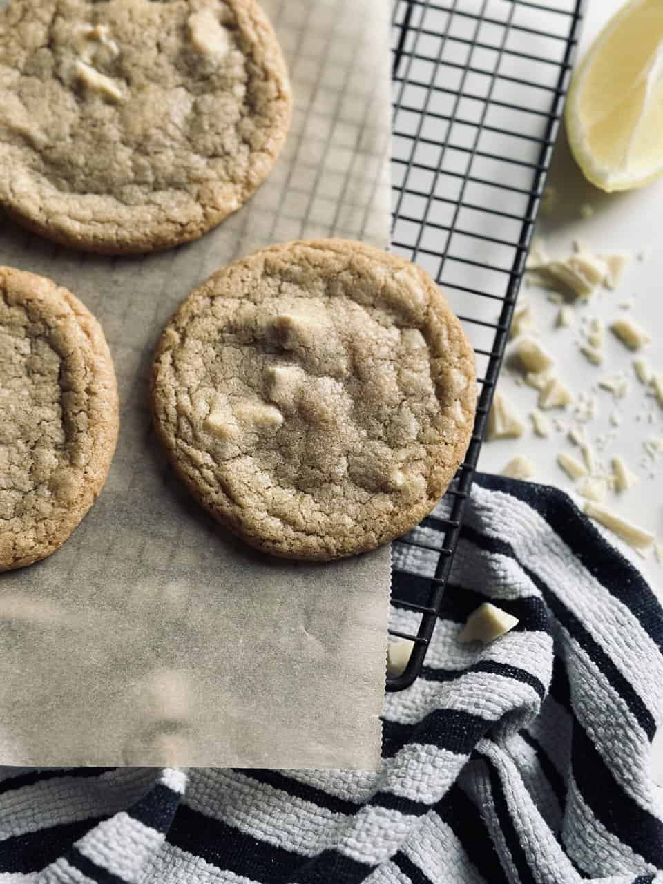 Soft and Chewy White Chocolate and Lemon Cookies