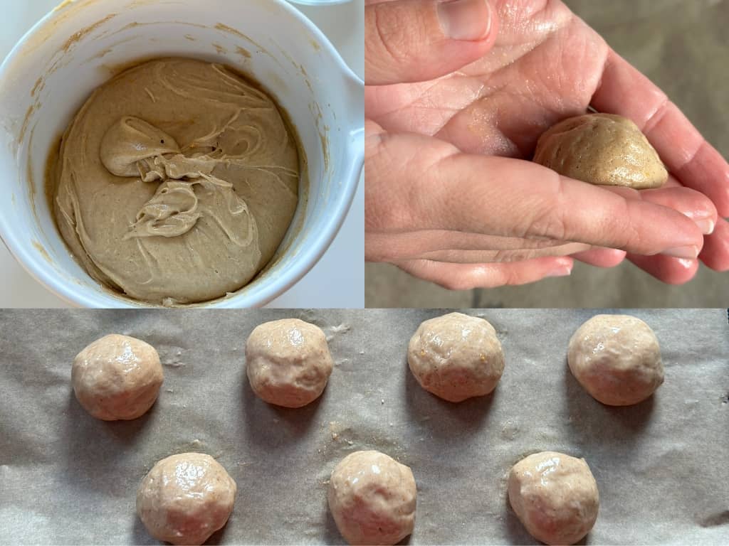 A photo collage with the process of making soft gingerbread cookies with honey.