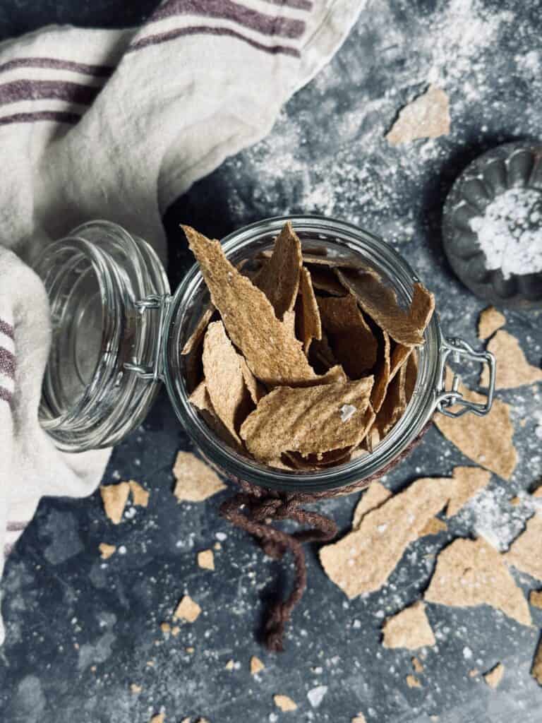 Ultra thin sourdough discard crackers.