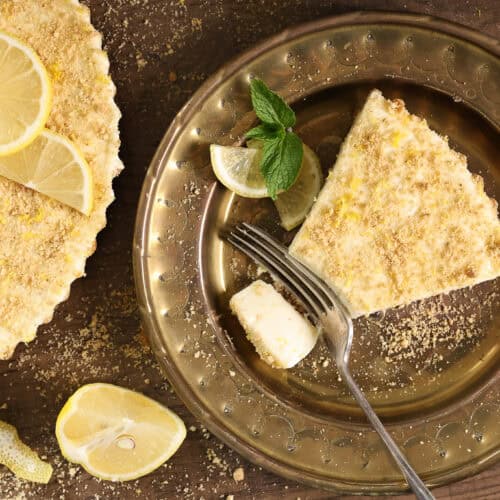 A slice of frozen whipped lemonade pie